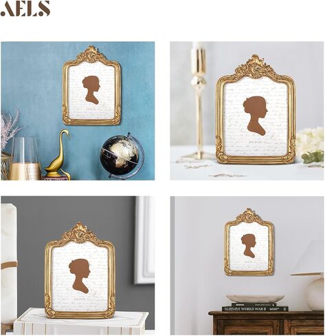 إطار صورة عتيق مقاس 8 × 10 بوصة من AELS، إطارات صور عتيقة أنيقة مع واجهة زجاجية، عرض للصور، تعليق على الحائط على سطح الطاولة، أفكار للهدايا، ذهبي in Kuwait