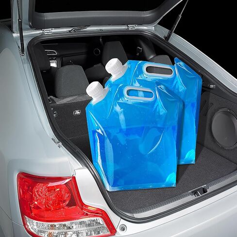 واي زد بي اي سي 6 عبوات من حاويات المياه القابلة للطي في الهواء الطلق محمولة لتخزين المياه خالية من البيسفينول ايه للمشي لمسافات طويلة والتخييم والنزهات والشواء والرياضات الخارجية (5 لتر+10 لتر) ازرق in Kuwait