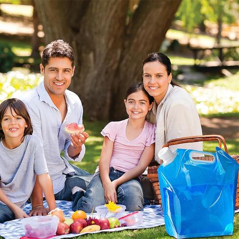 واي زد بي اي سي 6 عبوات من حاويات المياه القابلة للطي في الهواء الطلق محمولة لتخزين المياه خالية من البيسفينول ايه للمشي لمسافات طويلة والتخييم والنزهات والشواء والرياضات الخارجية (5 لتر+10 لتر) ازرق in Kuwait