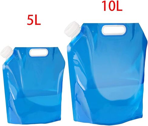 واي زد بي اي سي 6 عبوات من حاويات المياه القابلة للطي في الهواء الطلق محمولة لتخزين المياه خالية من البيسفينول ايه للمشي لمسافات طويلة والتخييم والنزهات والشواء والرياضات الخارجية (5 لتر+10 لتر) ازرق in Kuwait