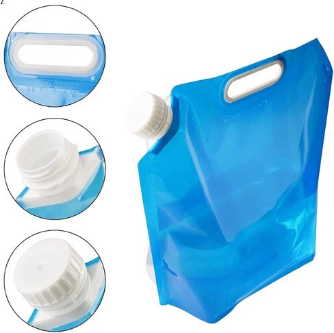 واي زد بي اي سي 6 عبوات من حاويات المياه القابلة للطي في الهواء الطلق محمولة لتخزين المياه خالية من البيسفينول ايه للمشي لمسافات طويلة والتخييم والنزهات والشواء والرياضات الخارجية (5 لتر+10 لتر) ازرق in Kuwait