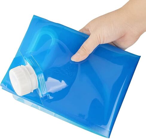 واي زد بي اي سي 6 عبوات من حاويات المياه القابلة للطي في الهواء الطلق محمولة لتخزين المياه خالية من البيسفينول ايه للمشي لمسافات طويلة والتخييم والنزهات والشواء والرياضات الخارجية (5 لتر+10 لتر) ازرق in Kuwait