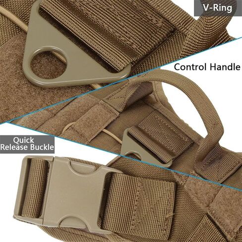 EXCELLENT ELITE SPANKER Tactical Dog Harness Military Dog Harness Working Dog Vest Molle Adjustable Training Vest Patrol K9 Harness Large with Handle(Coyote Brown-M) in Saudi Arabia
