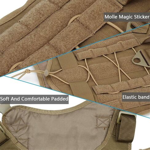 EXCELLENT ELITE SPANKER Tactical Dog Harness Military Dog Harness Working Dog Vest Molle Adjustable Training Vest Patrol K9 Harness Large with Handle(Coyote Brown-M) in Saudi Arabia