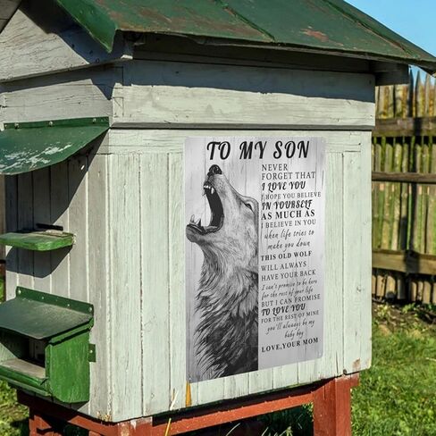 Phonily Lion Metal Tin Sign to My Son Present Sign From Mom Inspiring Word Tin Sign Wall Art Love You Metal Sign Wall Decoration for Bedroom Living Room Decor 8Wx12L Inches in Kuwait