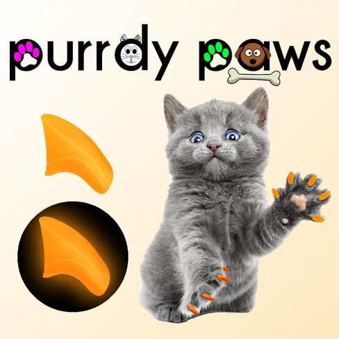 Purrdy Paws 40 Pack Soft Nail Caps for Cat Claws Orange Glow-in-The-Dark (Kitten) in Saudi Arabia
