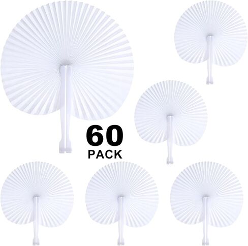 Yaegoo 60 PCS Folding Paper Fans, Folding Handheld Fans with Plastic Handle for Wedding Favor Birthday Party in Saudi Arabia