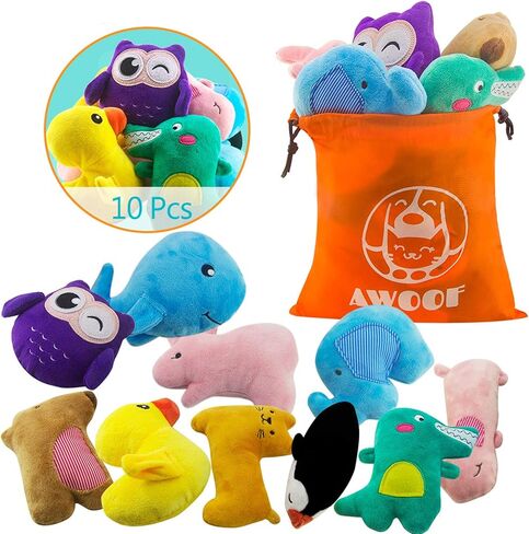 AWOOF Puppy Toys, 10 Pack Cute Puppy Plush Chew Squeaky Dog Toys for Boredom, Puppy Teething Toys for Medium to Small Dogs in Saudi Arabia