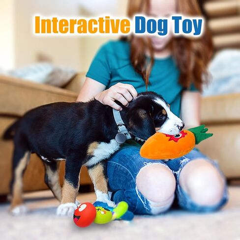 Wieppo Squeaky Dog Toys for Small Dogs and Medium Dogs, Large Dog Toys - Soft Plush Dog Squeaky Toys Cactus Small Dog Toys, Carrot Stuffed Dog Toys for Large Dogs 2PCS in Kuwait