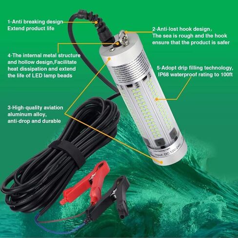 مصباح LED للصيد تحت الماء من تشيتوب، 30 وات/80 وات/150 وات فائق السطوع 3500/9600/20900 لومن لجذب الأسماك الليلية، مكتشف الطعم في المياه العذبة، قارب المياه المالحة، قاعدة الجليد in Saudi Arabia