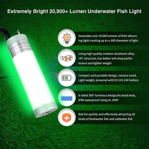مصباح LED للصيد تحت الماء من تشيتوب، 30 وات/80 وات/150 وات فائق السطوع 3500/9600/20900 لومن لجذب الأسماك الليلية، مكتشف الطعم في المياه العذبة، قارب المياه المالحة، قاعدة الجليد in Saudi Arabia