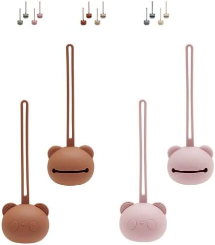 Little Thriver Pacifier Holder Premium Pacifier Case Set for boys and girls, Silicone Pacifier Holder for Diaper Bag, Cute Silicone Case for Baby Pacifiers - 2pcs Set (Silver Lining+White Sand) in Saudi Arabia