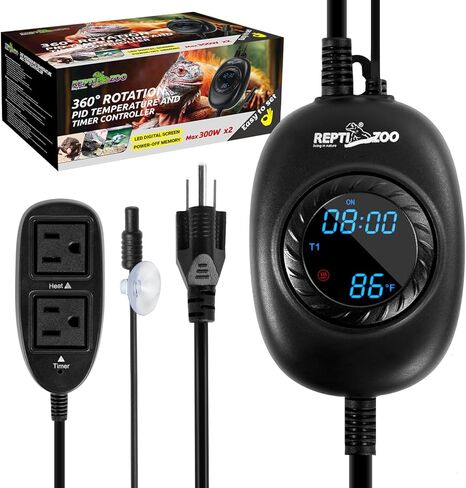 ترموستات التوقيت من ريبتيزو، وحدة تحكم في درجة الحرارة 2 في 1 PID مع مؤقت، ترموستات يعتم الزواحف لحصيرة الحرارة لمصباح الحرارة، وظيفة التوقيت لمصباح إضاءة الزواحف/الحصائر الحرارية/مبيد الزواحف والمزيد in Kuwait