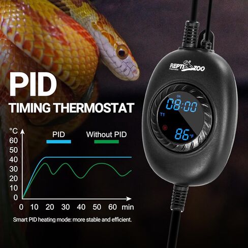 ترموستات التوقيت من ريبتيزو، وحدة تحكم في درجة الحرارة 2 في 1 PID مع مؤقت، ترموستات يعتم الزواحف لحصيرة الحرارة لمصباح الحرارة، وظيفة التوقيت لمصباح إضاءة الزواحف/الحصائر الحرارية/مبيد الزواحف والمزيد in Kuwait