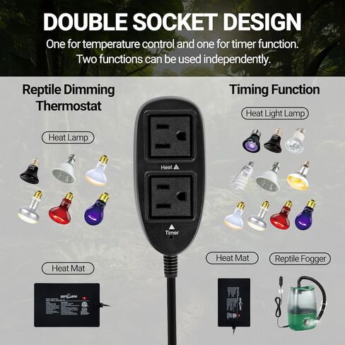 ترموستات التوقيت من ريبتيزو، وحدة تحكم في درجة الحرارة 2 في 1 PID مع مؤقت، ترموستات يعتم الزواحف لحصيرة الحرارة لمصباح الحرارة، وظيفة التوقيت لمصباح إضاءة الزواحف/الحصائر الحرارية/مبيد الزواحف والمزيد in Kuwait