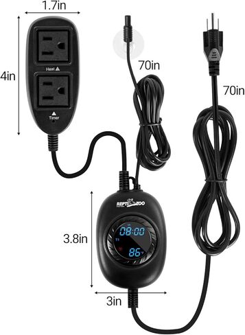 ترموستات التوقيت من ريبتيزو، وحدة تحكم في درجة الحرارة 2 في 1 PID مع مؤقت، ترموستات يعتم الزواحف لحصيرة الحرارة لمصباح الحرارة، وظيفة التوقيت لمصباح إضاءة الزواحف/الحصائر الحرارية/مبيد الزواحف والمزيد in Kuwait