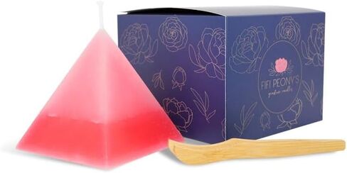 Fifi Peony Gemstone Candle- Surprise Hidden Gemstones Crystals Embedded in a Stunning Ombre Pink Pyramid Candle. Scented with Classic Rose and Tropical Coconut. in Saudi Arabia