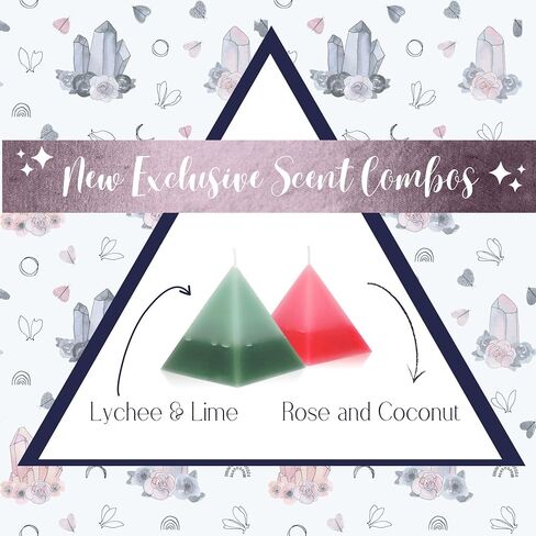 Fifi Peony Gemstone Candle- Surprise Hidden Gemstones Crystals Embedded in a Stunning Ombre Pink Pyramid Candle. Scented with Classic Rose and Tropical Coconut. in Saudi Arabia
