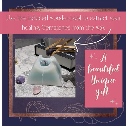 Fifi Peony Gemstone Candle- Surprise Hidden Gemstones Crystals Embedded in a Stunning Ombre Pink Pyramid Candle. Scented with Classic Rose and Tropical Coconut. in Saudi Arabia