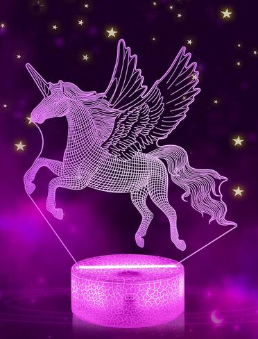 فولوسن هدايا يونيكورن للشوايات، مصباح ليلي وهمي ثلاثي الابعاد بجانب السرير مع جهاز تحكم عن بعد 16 لون متغير وظيفة خافتة، هدايا ابداعية للغرفة/ديكور المنزل واعياد الميلاد للاولاد والبنات in Kuwait
