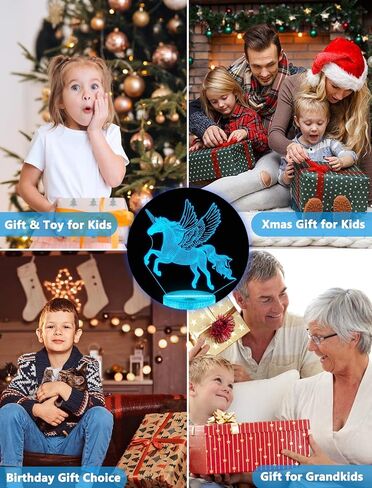 فولوسن هدايا يونيكورن للشوايات، مصباح ليلي وهمي ثلاثي الابعاد بجانب السرير مع جهاز تحكم عن بعد 16 لون متغير وظيفة خافتة، هدايا ابداعية للغرفة/ديكور المنزل واعياد الميلاد للاولاد والبنات in Kuwait