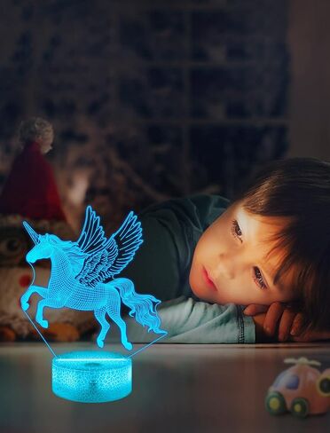فولوسن هدايا يونيكورن للشوايات، مصباح ليلي وهمي ثلاثي الابعاد بجانب السرير مع جهاز تحكم عن بعد 16 لون متغير وظيفة خافتة، هدايا ابداعية للغرفة/ديكور المنزل واعياد الميلاد للاولاد والبنات in Kuwait