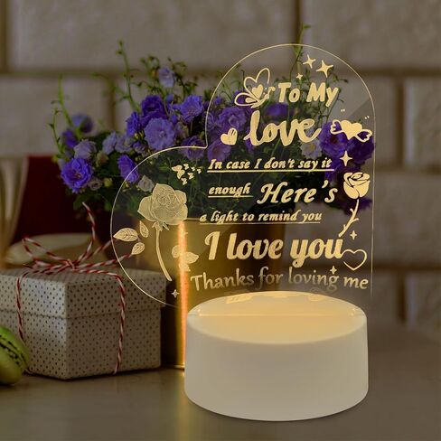 AZKAQA I Love You Gifts for Her - مصباح وهمي ثلاثي الأبعاد I Love You Night Light عيد الميلاد وعيد الحب وأعياد الميلاد وعيد الشكر لصديقتك وصديقك وزوجك in Kuwait