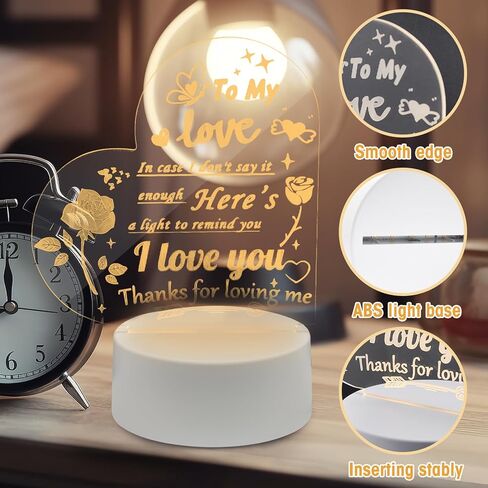 AZKAQA I Love You Gifts for Her - مصباح وهمي ثلاثي الأبعاد I Love You Night Light عيد الميلاد وعيد الحب وأعياد الميلاد وعيد الشكر لصديقتك وصديقك وزوجك in Kuwait