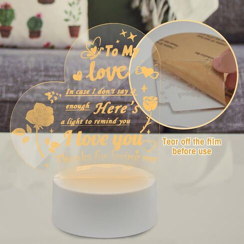 AZKAQA I Love You Gifts for Her - مصباح وهمي ثلاثي الأبعاد I Love You Night Light عيد الميلاد وعيد الحب وأعياد الميلاد وعيد الشكر لصديقتك وصديقك وزوجك in Kuwait