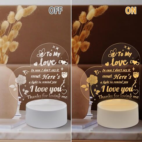 AZKAQA I Love You Gifts for Her - مصباح وهمي ثلاثي الأبعاد I Love You Night Light عيد الميلاد وعيد الحب وأعياد الميلاد وعيد الشكر لصديقتك وصديقك وزوجك in Kuwait
