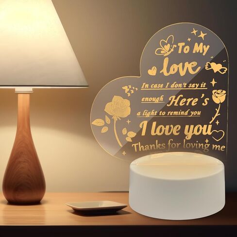 AZKAQA I Love You Gifts for Her - مصباح وهمي ثلاثي الأبعاد I Love You Night Light عيد الميلاد وعيد الحب وأعياد الميلاد وعيد الشكر لصديقتك وصديقك وزوجك in Kuwait