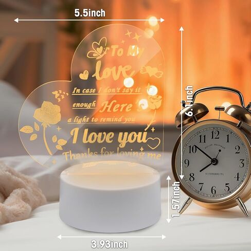 AZKAQA I Love You Gifts for Her - مصباح وهمي ثلاثي الأبعاد I Love You Night Light عيد الميلاد وعيد الحب وأعياد الميلاد وعيد الشكر لصديقتك وصديقك وزوجك in Kuwait