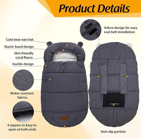 أغطية مقاعد السيارة الشتوية للأطفال، غطاء عربة الأطفال الدببة اللطيفة لفصل الشتاء، يحافظ على الأطفال حديثي الولادة والأطفال حديثي الولادة محميين من عمر 0 ​​إلى 12 شهرًا في البرد، غطاء سميك مقاوم للماء لحديثي الولادة in Kuwait