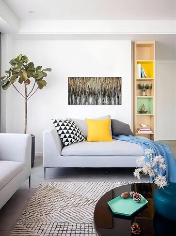 Boieesen Art، 24x48 بوصة مرسومة يدويًا لوحة زيتية تجريدية حديثة على القماش لوحة أكريليك ملونة بسيطة جدار الفن عمل فني معاصر ديكور المنزل in Kuwait