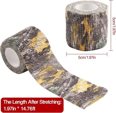 RTMGOB Camo Form ذاتية الالتصاق متماسكة التفاف بندقية بندقية الصيد في الهواء الطلق أدوات الكاميرا متعددة الوظائف غير المنسوجة النسيج الشبح الشريط تمتد ضمادة - 6 لفات in Kuwait