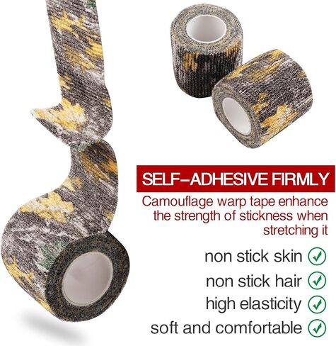 RTMGOB Camo Form ذاتية الالتصاق متماسكة التفاف بندقية بندقية الصيد في الهواء الطلق أدوات الكاميرا متعددة الوظائف غير المنسوجة النسيج الشبح الشريط تمتد ضمادة - 6 لفات in Kuwait