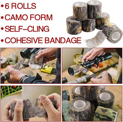 RTMGOB Camo Form ذاتية الالتصاق متماسكة التفاف بندقية بندقية الصيد في الهواء الطلق أدوات الكاميرا متعددة الوظائف غير المنسوجة النسيج الشبح الشريط تمتد ضمادة - 6 لفات in Kuwait