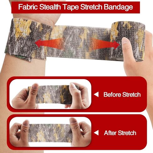 RTMGOB Camo Form ذاتية الالتصاق متماسكة التفاف بندقية بندقية الصيد في الهواء الطلق أدوات الكاميرا متعددة الوظائف غير المنسوجة النسيج الشبح الشريط تمتد ضمادة - 6 لفات in Kuwait