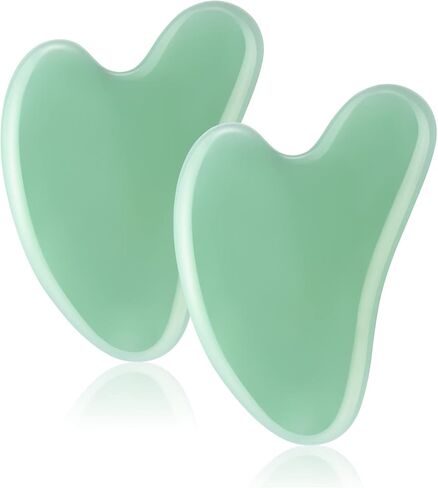Agfelo Gua Sha Jade Stone Tool Guasha Tool for Face SPA Acupuncture Therapy Trigger Point Treatment 2PCS in Kuwait
