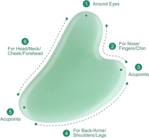 Agfelo Gua Sha Jade Stone Tool Guasha Tool for Face SPA Acupuncture Therapy Trigger Point Treatment 2PCS in Kuwait