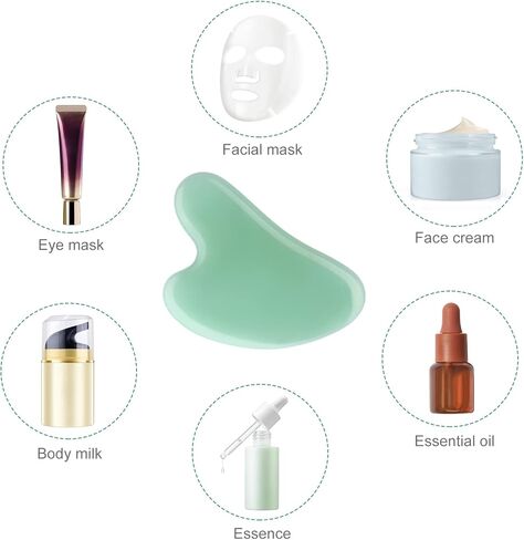Agfelo Gua Sha Jade Stone Tool Guasha Tool for Face SPA Acupuncture Therapy Trigger Point Treatment 2PCS in Kuwait