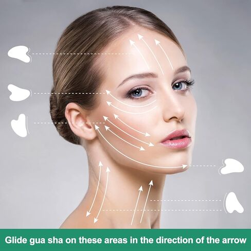 Agfelo Gua Sha Jade Stone Tool Guasha Tool for Face SPA Acupuncture Therapy Trigger Point Treatment 2PCS in Kuwait