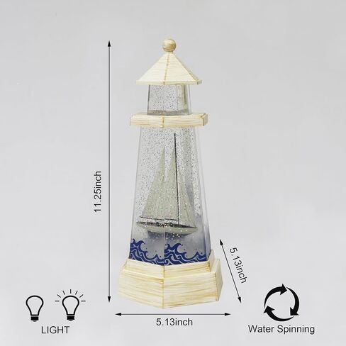 Acrylic LED & Water Spinning Lighthouse BO, Light up, 3AA Battery not Included. in Saudi Arabia