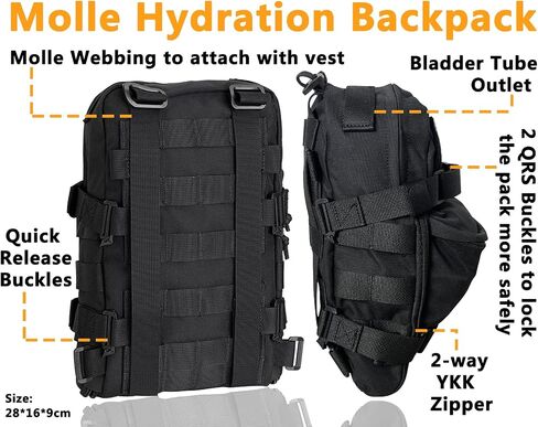 Tactical MOLLE Hydration Pack for 2L Hydration Water Bladder 500D Lightweight Nylon Hydration Pack for Hiking Running Biking and Climbing in Kuwait