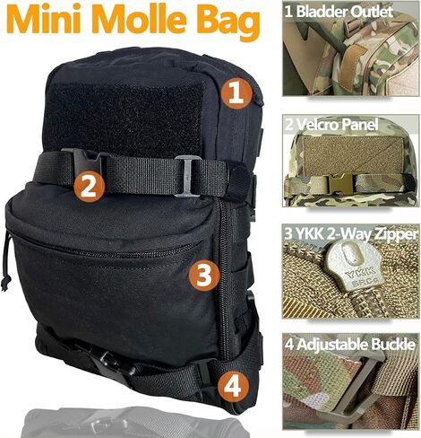 Tactical MOLLE Hydration Pack for 2L Hydration Water Bladder 500D Lightweight Nylon Hydration Pack for Hiking Running Biking and Climbing in Kuwait