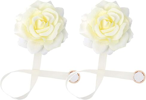 YYC 1Pair Rose Flower Magnetic Curtain Tieback Wedding Curtain Buckle Drapey Holder Girl's Room Decor (Red) in Kuwait