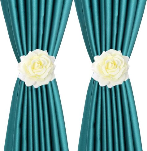 YYC 1Pair Rose Flower Magnetic Curtain Tieback Wedding Curtain Buckle Drapey Holder Girl's Room Decor (Red) in Kuwait