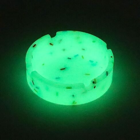 Katutude Luminous Silicone Ashtray High Temperature Heat Resistant Premium Rubber Durable Round Ashtray Glow in Dark Luminous Ashtray for Patio Office Outdoor Indoor Use in Kuwait