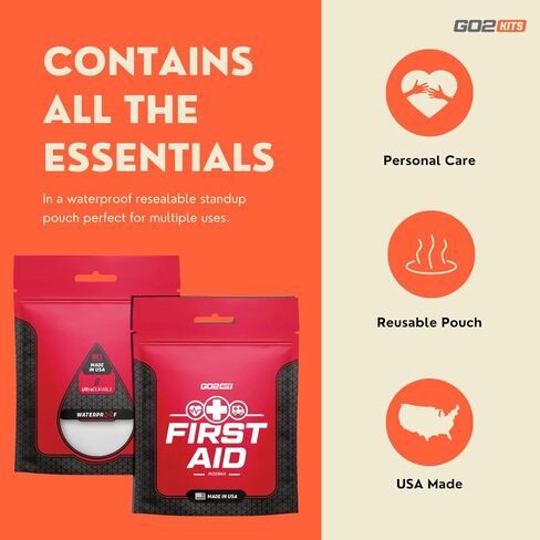 مجموعة الإسعافات الأولية Go2Kits المكونة من 54 قطعة تتميز بضمادات متنوعة ومناديل وأساسيات الإسعافات الأولية في مجموعات مدمجة قابلة لإعادة الاستخدام للمنزل والمكتب والسفر (عبوة واحدة) in Kuwait