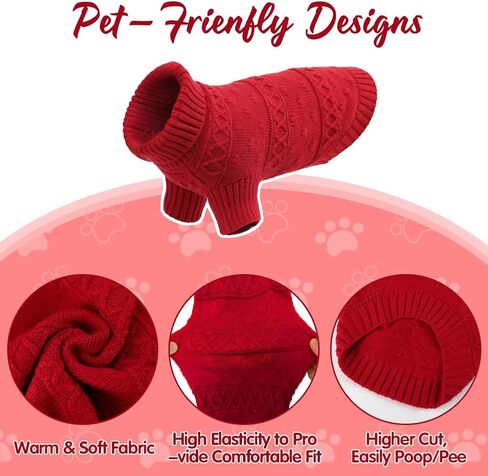 EMUST Sweater for Dogs, Stretchable Dog Christmas Sweater with Turtleneck, Soft Dog Clothes for French Bulldog, Dachshunds, Pitbull, Pink M in Saudi Arabia